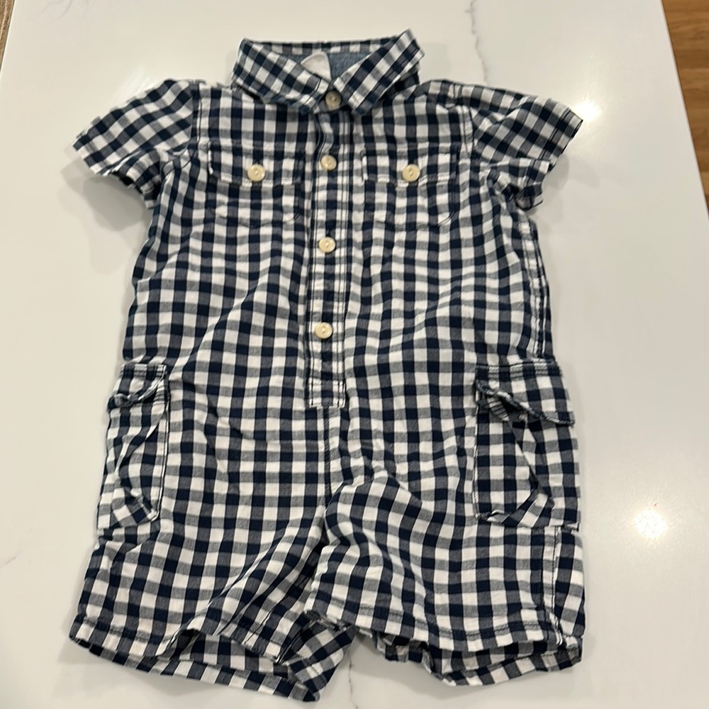 GAP Kids Black and White Checkered One Piece onesie romper